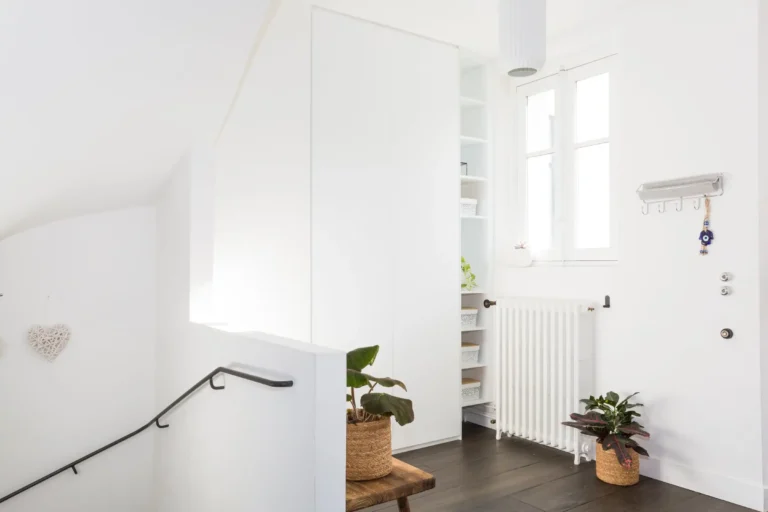 Placards toute hauteur sur mesure laque blanche mate sans poignées — penderie entrée fermée Meudon